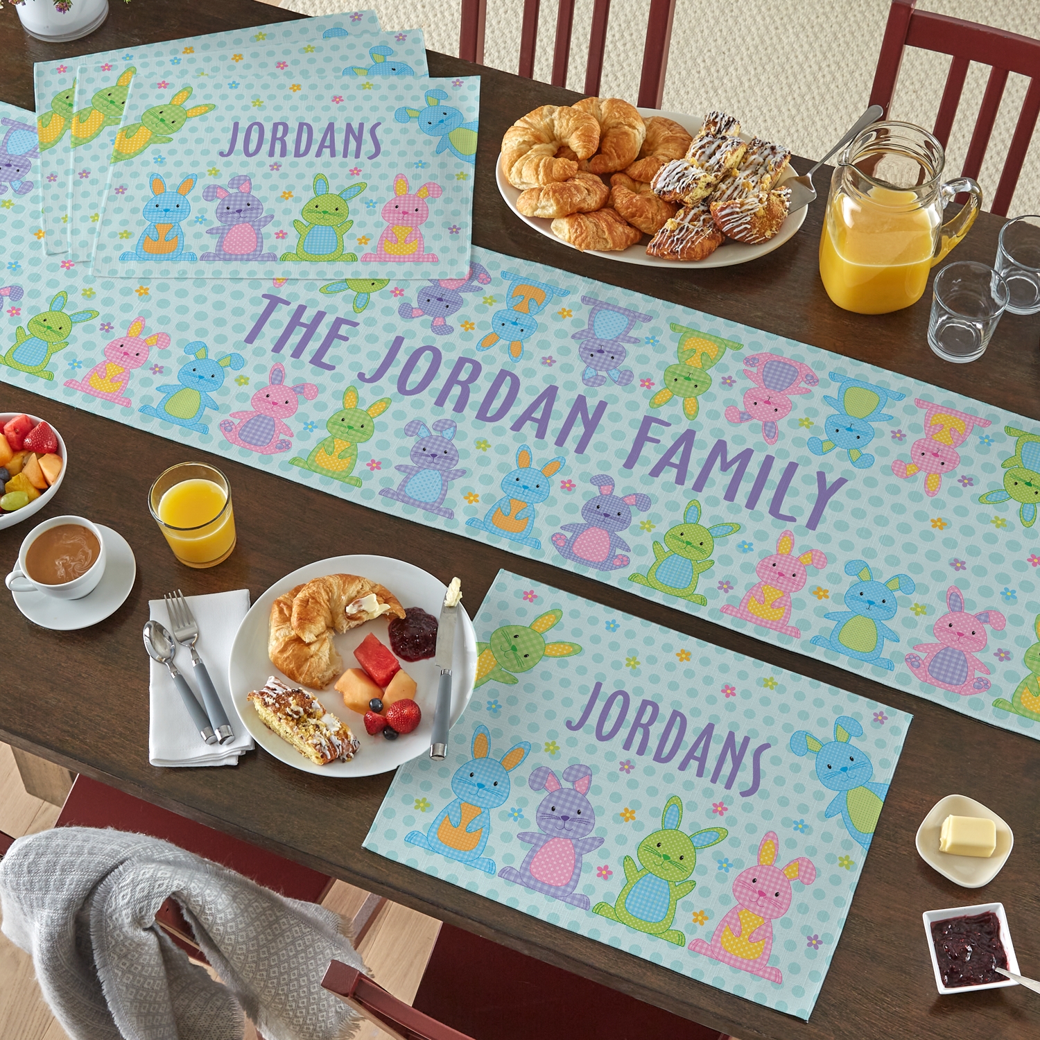 Polka Dot Bunnies Table Runner & Placemats