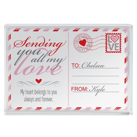 Sending All My Love Glass Block - Small