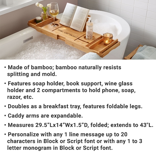 Gift for Her 2 in 1 Bathtub Caddy & Bed Tray With Free Soap Holder Perfect  Birthday Gift or House Warming Gift 