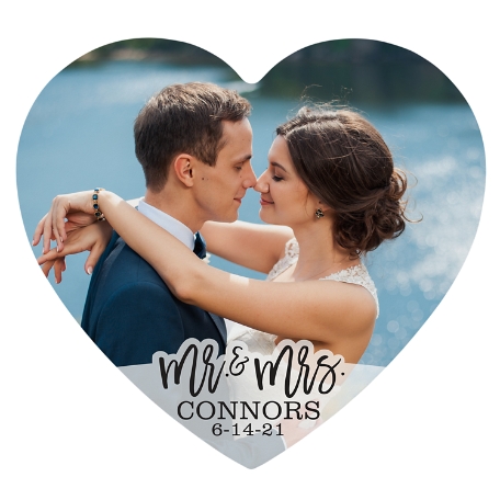Modern Couple Photo Wood Heart - Mr. & Mrs.