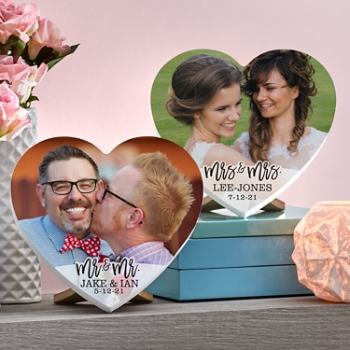 Modern Couple Photo Wood Heart