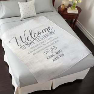 Welcome to Our Beginning Plush Blanket