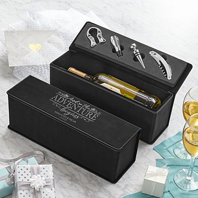 Adventure Begins Leatherette Wine Box Gift Set