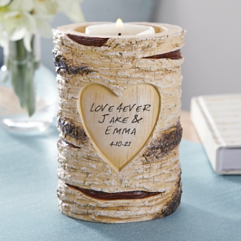 Engraved Heart Personalized Candle Holder