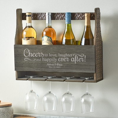 Love & Laughter Personalized Wooden Wine Rack