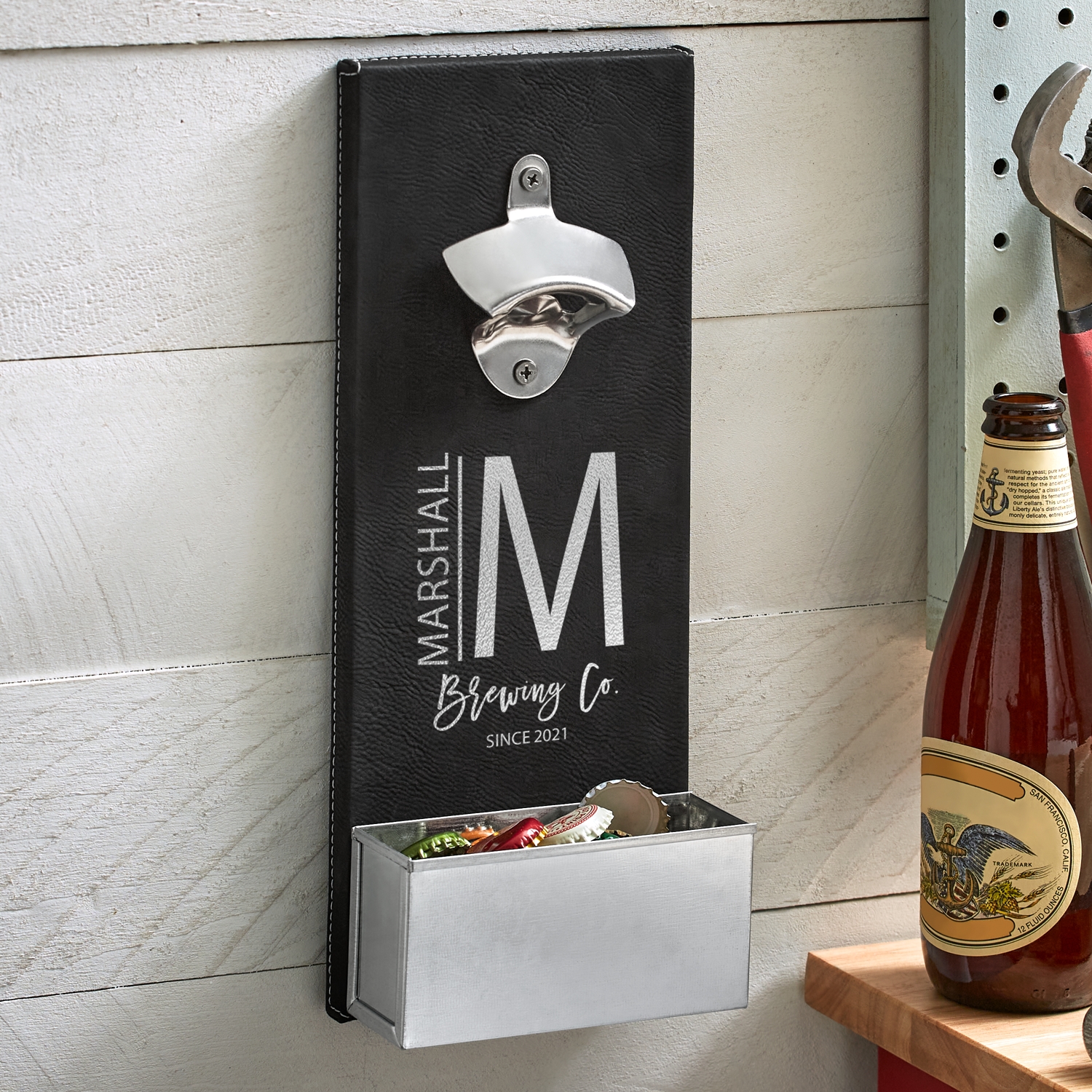 Modern Monogram Wall Bottle Opener