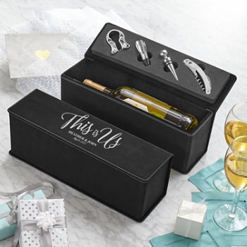 Our Love Story Leatherette Personalized Wine Box Set