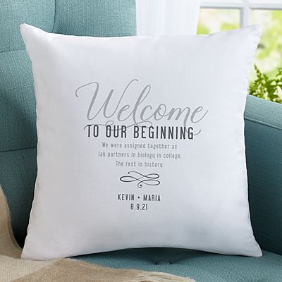 Welcome to Our Beginning Throw Pillow