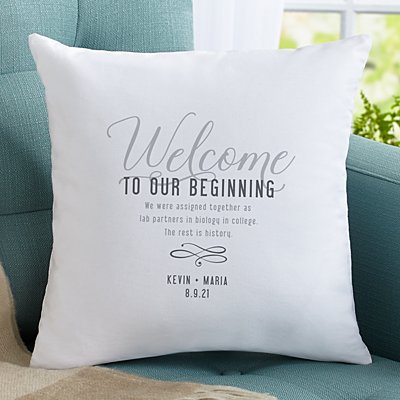 Welcome to Our Beginning Throw Pillow