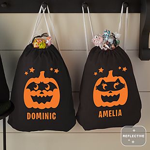 Pumpkin Bandits Reflective Drawstring Treat Bag