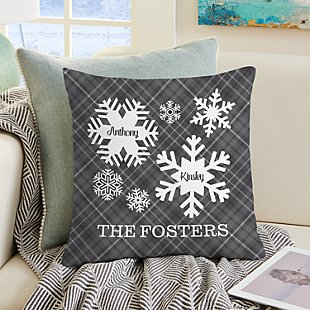Snowflake Flurry Family Throw Pillow