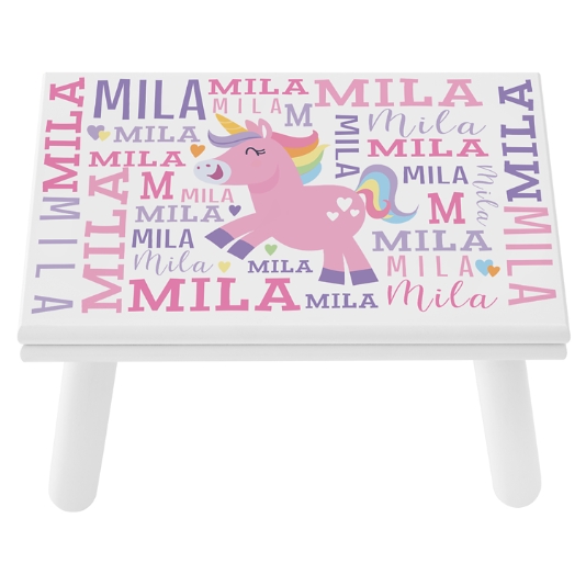 Cute As Can Be White Step Stool - Unicorn