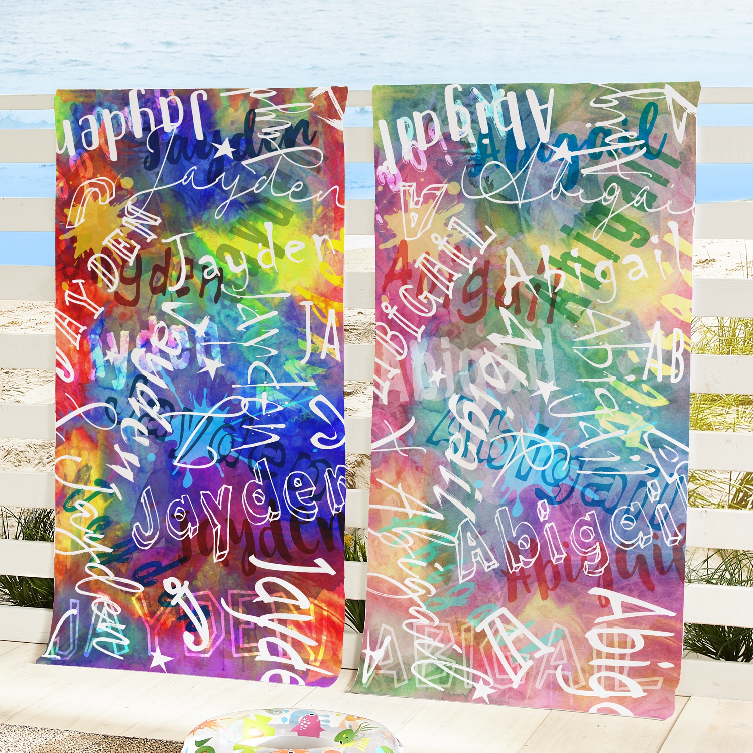 Vibrant Splatter Personalized Beach Towel