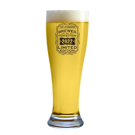 Brewed To Perfection Pilsner Glass - Black