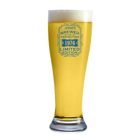 Brewed To Perfection Pilsner Glass - Blue