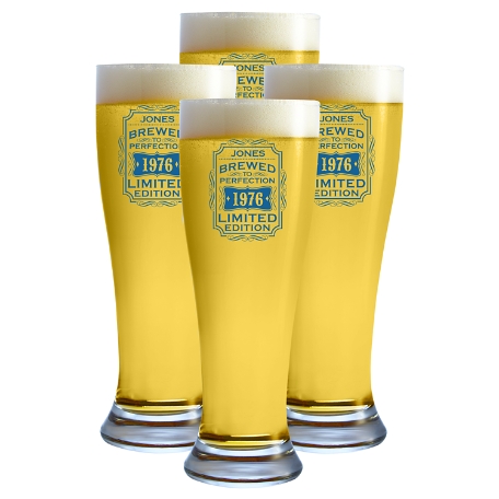 Brewed To Perfection Pilsner Glass - Set of 4 - Blue