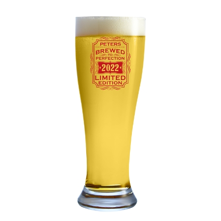 Brewed To Perfection Pilsner Glass - Red