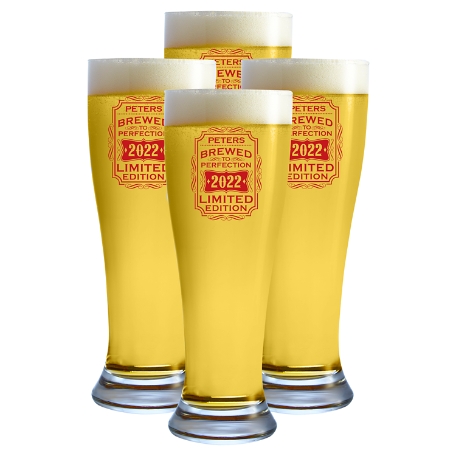 Brewed To Perfection Pilsner Glass - Set of 4 - Red