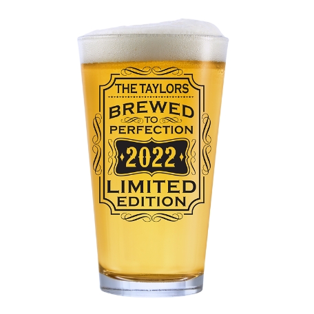 Brewed To Perfection Pint Glass - Black