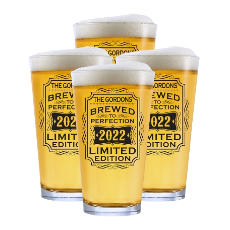 Brewed To Perfection Pint Glass - Set of 4 - Black