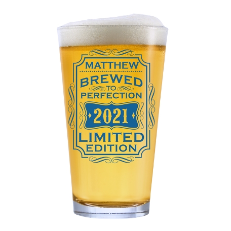 Brewed To Perfection Pint Glass - Blue