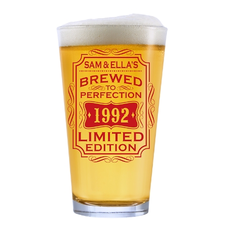 Brewed To Perfection Pint Glass - Red