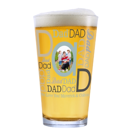 Dad Photo Message Glassware - Pint Glass