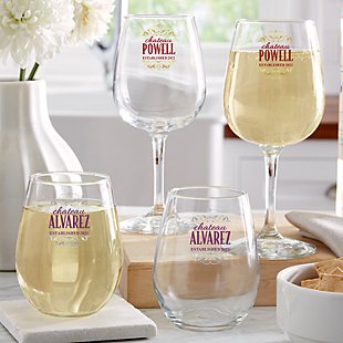 Decorative Label Wine Glass