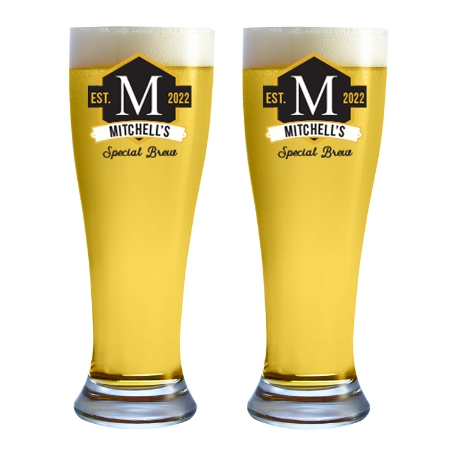Modern Monogram Glassware - Pilsner - Set of 2