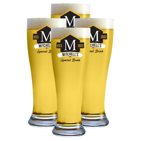 Modern Monogram Glassware - Pilsner - Set of 4