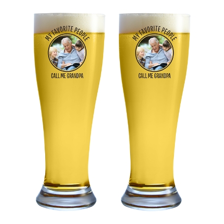 Photo Message Glassware - Pilsner Glass - Set of 2