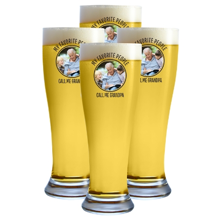 Photo Message Glassware - Pilsner Glass - Set of 4