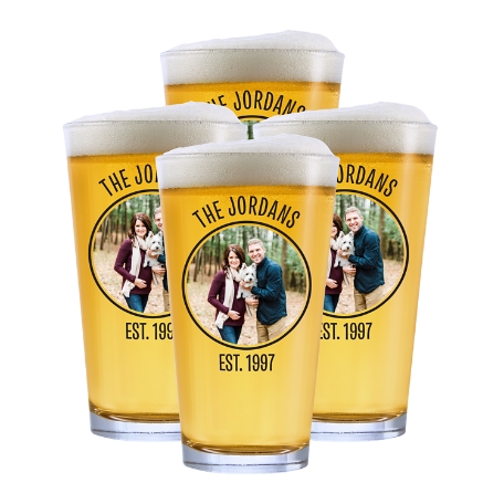 Photo Message Glassware - Pint Glass - Set of 4