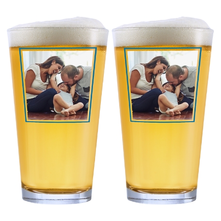 Sweet Sayings Photo Pint Glass - Set of 2 - Blue