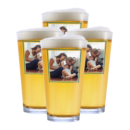 Sweet Sayings Photo Pint Glass - Set of 4 - Blue