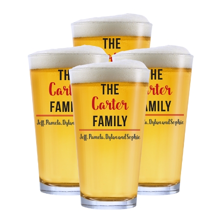 Sweet Sayings Photo Pint Glass - Set of 4 - Red