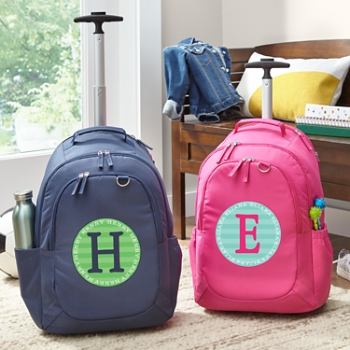 Bold Initial Personalized Rolling Backpack