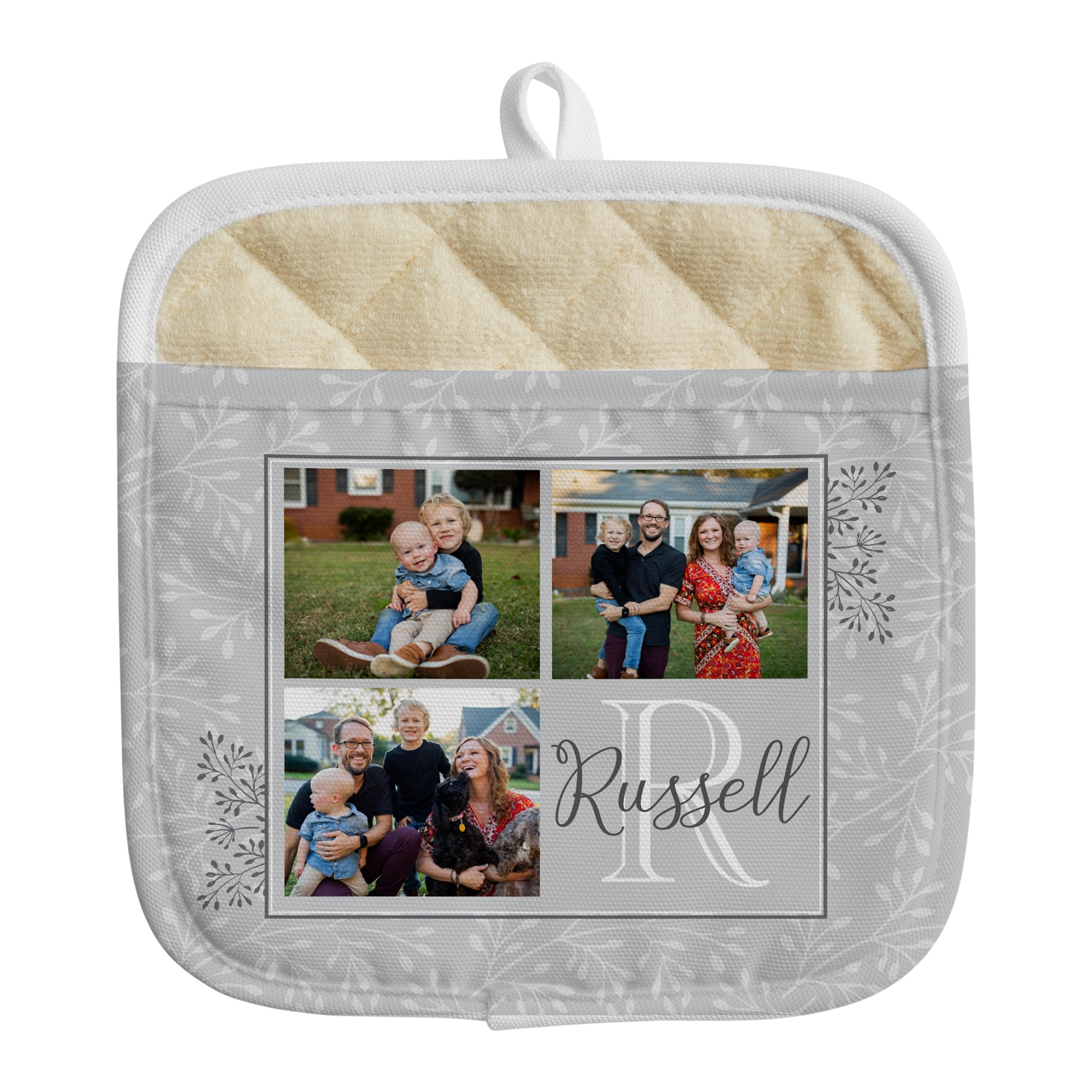 Create Your Own Photo Pot Holder - Initial - Gray