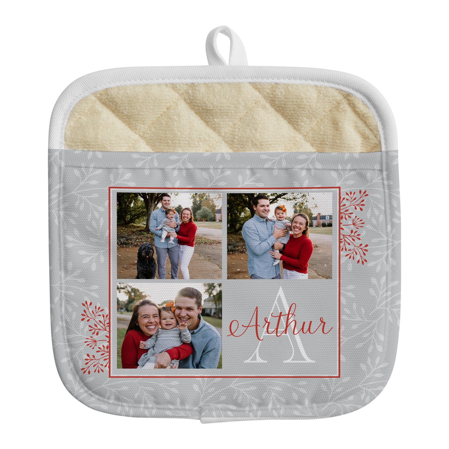 Create Your Own Photo Pot Holder - Initial - Red