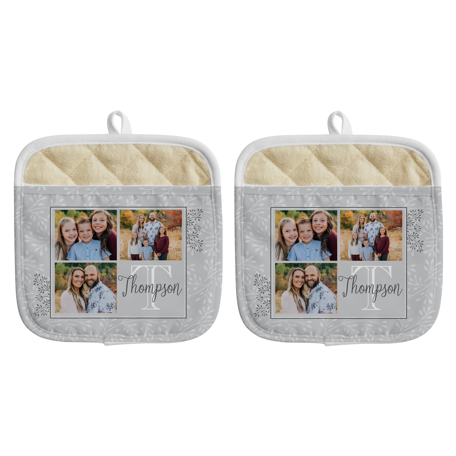 Create Your Own Photo Pot Holder - Initial - Gray - Set of 2