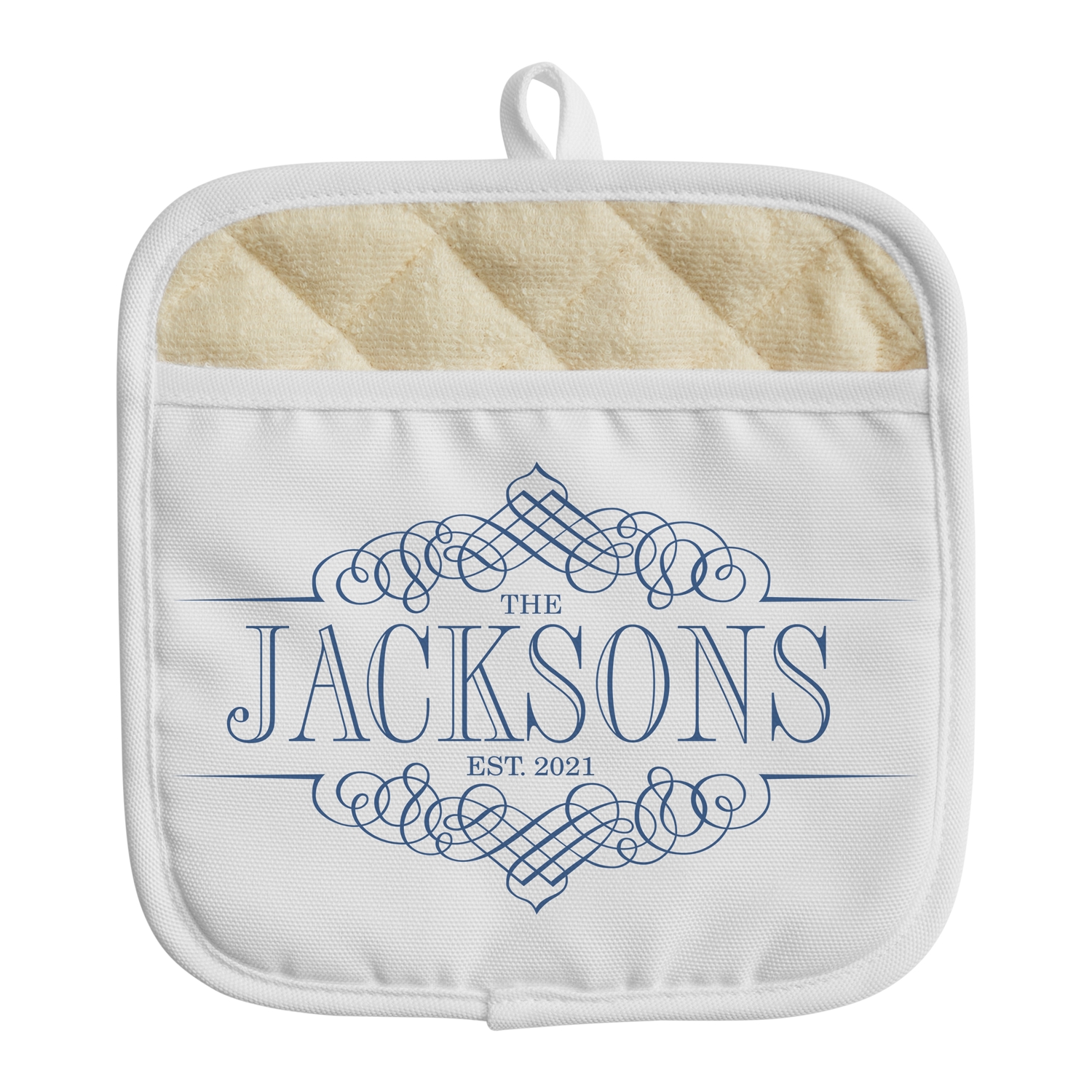 Decorative Name Pot Holder - Name -Blue