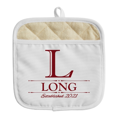 Decorative Name Pot Holder - Monogram & Name - Burgundy