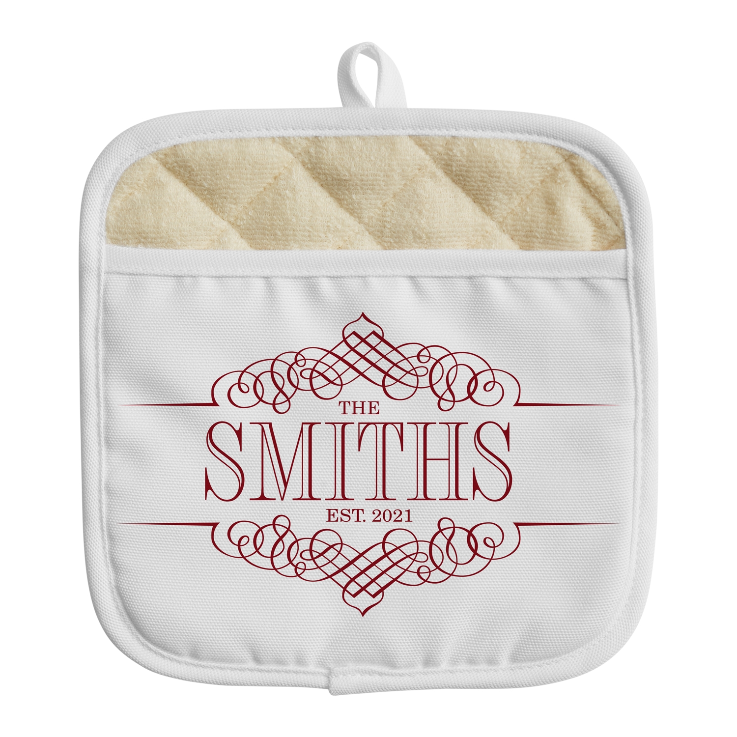 Decorative Name Pot Holder - Name -Burgundy