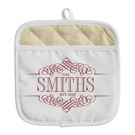 Decorative Name Pot Holder - Name -Burgundy