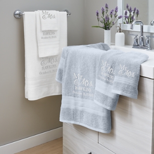 Embroidered Couple Bath Towels