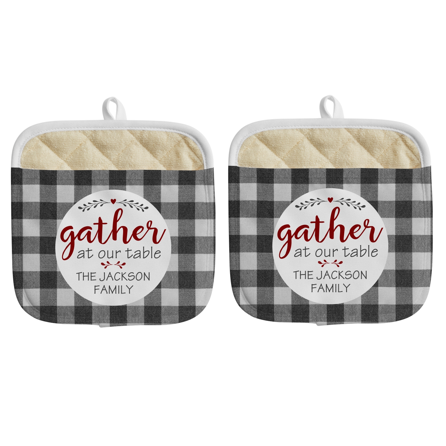 Family Gather Pot Holder - Black - Set of 2