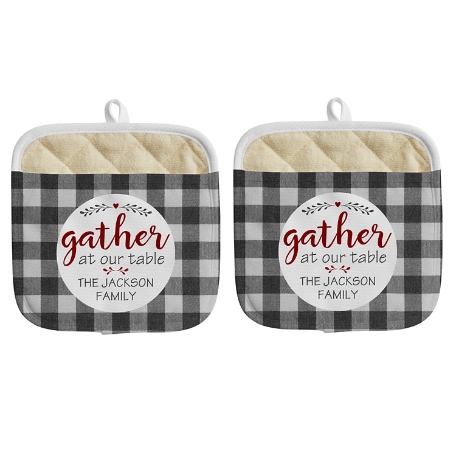 Family Gather Pot Holder - Black - Set of 2