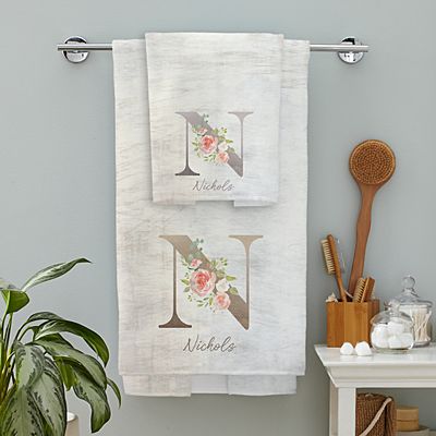 Sophisticated Floral Family Name Bath Towels