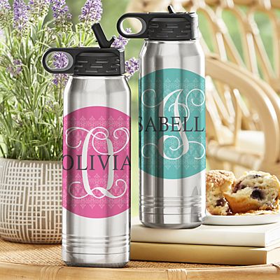 Initial with Name Stainless Steel Water Bottle