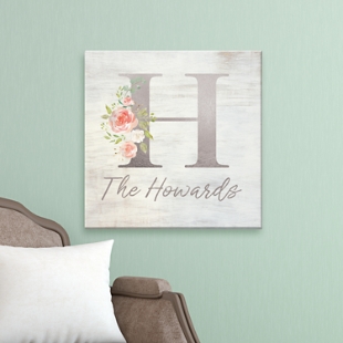 Sophisticated Floral Family Name Canvas